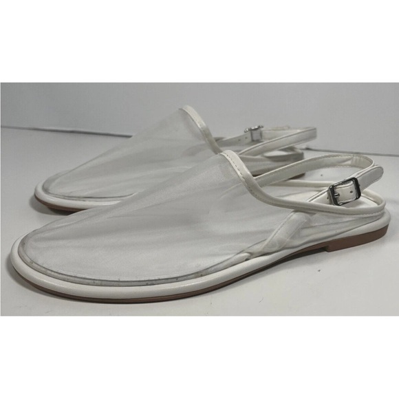 NWOT NEW Zara Sheer Mesh Mules, White - Picture 4 of 5